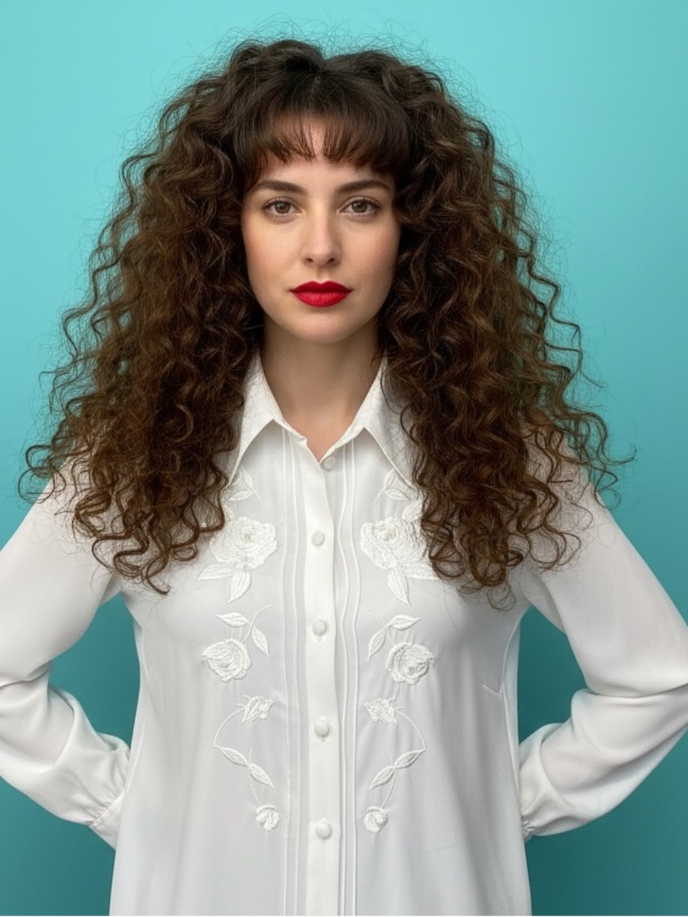 Vintage Alia Embroidered Beaded Floral Blouse White Size 12 Retro